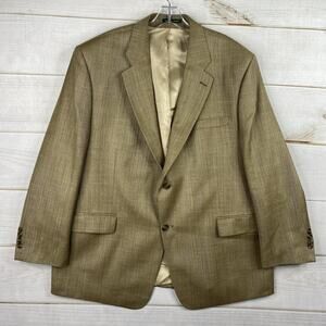 Ralph Lauren Mens 46S Blazer Brown Silk Wool Suit Jacket Sport Coat Herringbone